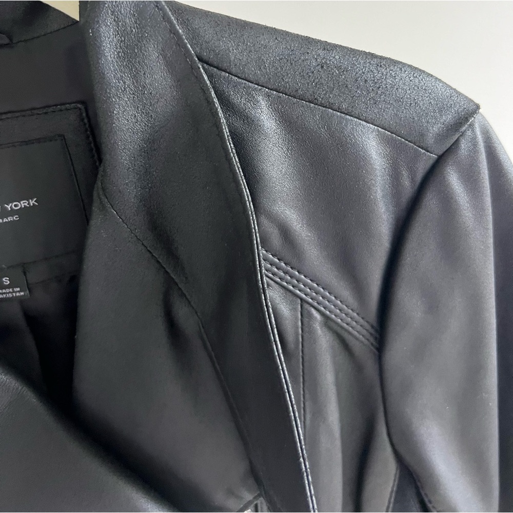 Andrew Marc. Faux Leather Ribbed Panel Jacket. - Picture 5 of 15